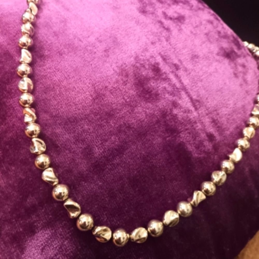 Vintage Korean Silver Tone Beaded Necklace